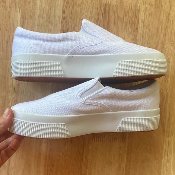 Superga White Canvas Slip-On Sneakers NWOT - Picture 3 of 7